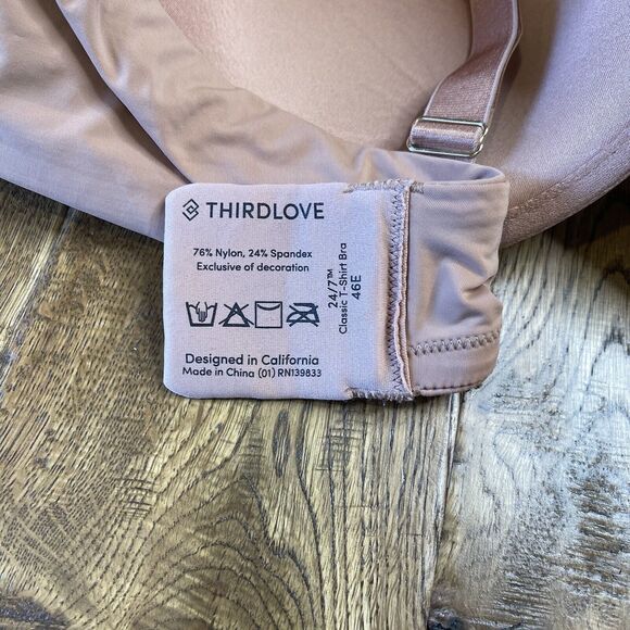 THIRDLOVE 24/7 Classic T-Shirt Bra Underwire Beige Nude Plus Size 46E - Picture 4 of 4